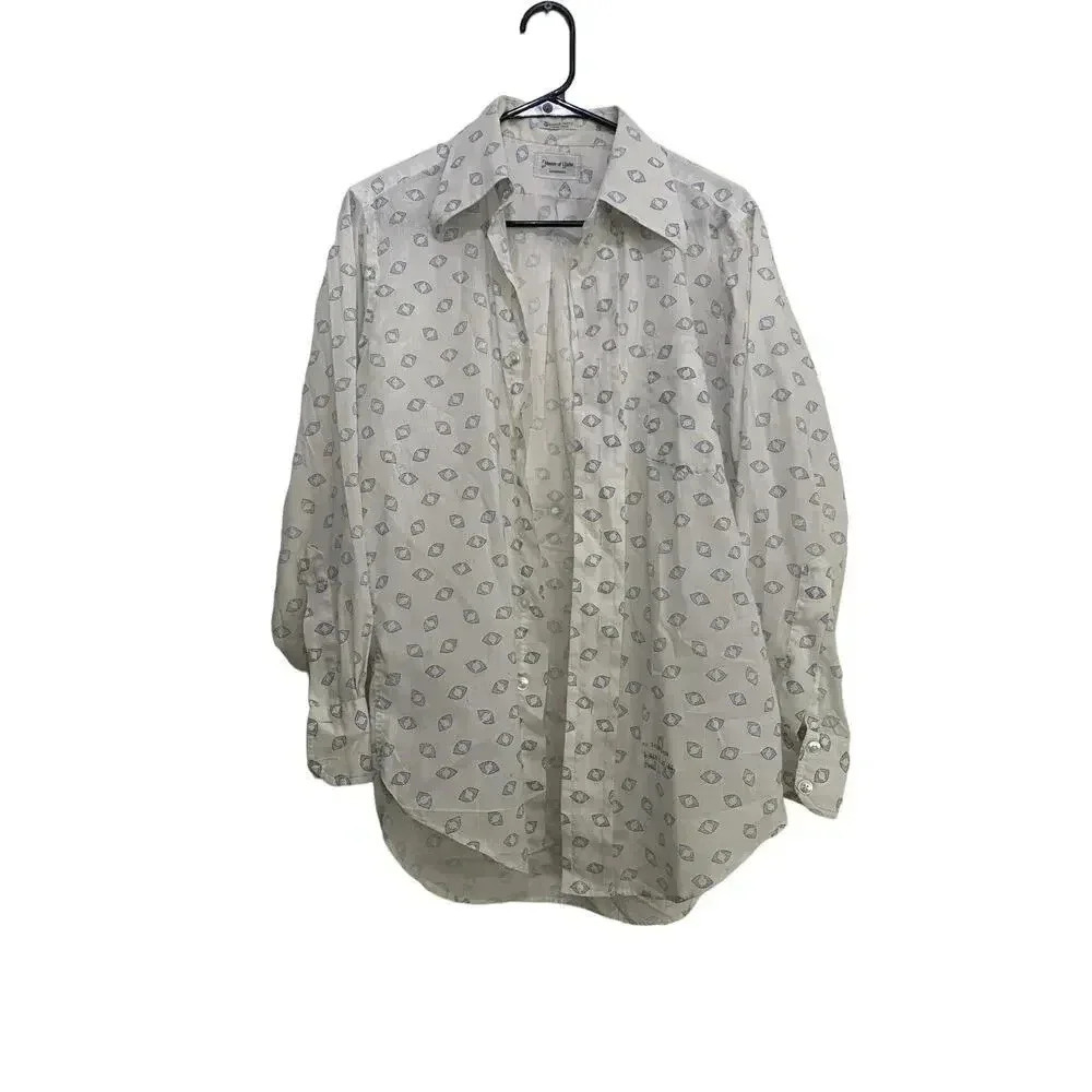 House of Yorke Long Sleeve Geometric Button-Down Casual Shirt Size 15/32